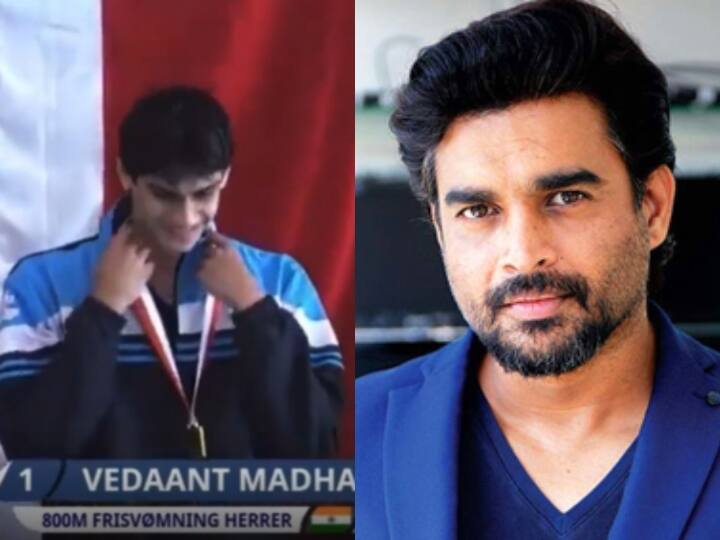 Madhavan Son Vedaant Wins Gold And Silver At Danish Open Swimming Meet Vedaant Madhavan : அன்று வெள்ளி... இன்று தங்கம்... பதக்கத்தை அள்ளும் வேதாந்த் மாதவன்.. நெகிழ்ந்த மாதவன்..