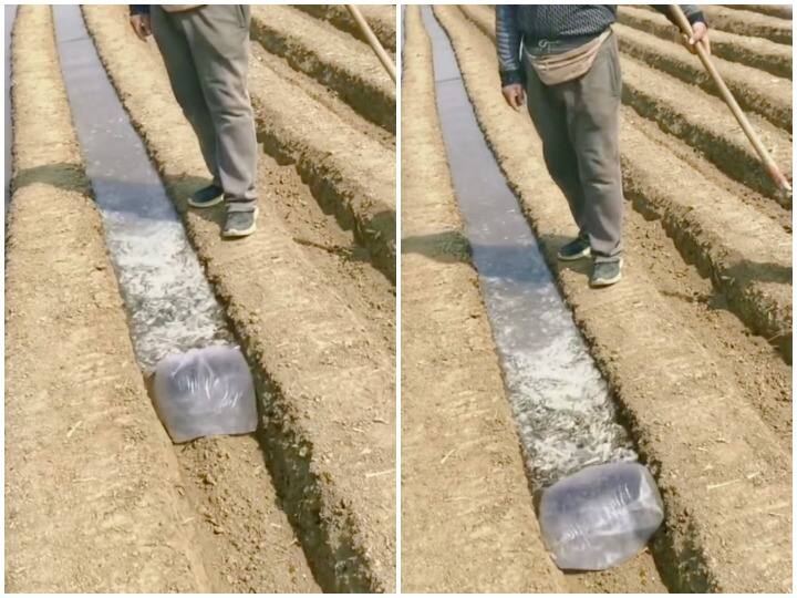 Man uses technique to stop the flow of water see viral desi jugad video पानी के बहाव को कम करने के लिए शख्स ने लगाया गजब का जुगाड़, इंटरनेट पर खूब वायरल हो रही 'देसी तकनीक'