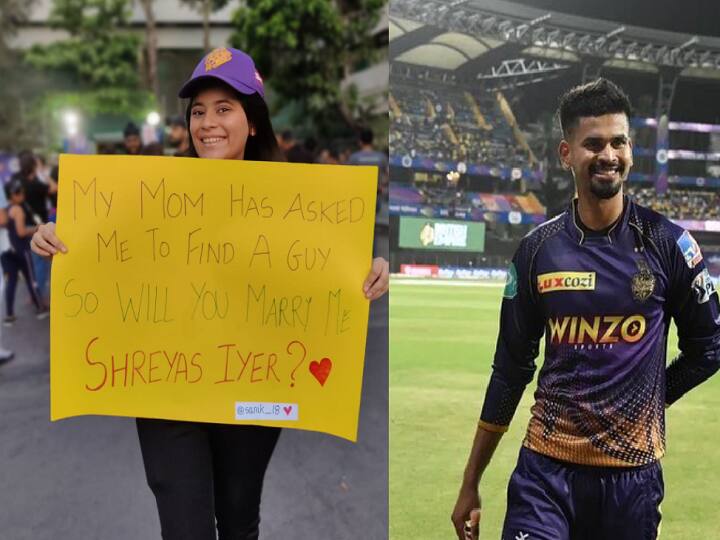 IPL 2022: Fan girls message to KKR Captain shreyas Iyer goes viral in twitter KKR vs RR: எங்க அம்மா மணமகன் பார்க்க சொன்னாங்க... ஐபிஎல் போட்டியில் ஸ்ரேயாஸ் ஐயருக்கு வந்த கோரிக்கை !
