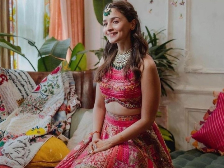 Alia Bhatt wore a Manish Malhotra patchwork lehenga for her mehendi