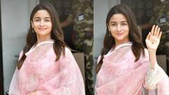 Alia Bhatt: হাতে মেহেন্দি, সাদা গোলাপি পোশাক, কপালে টিপ, বিমানবন্দরে নজরকাড়া আলিয়া