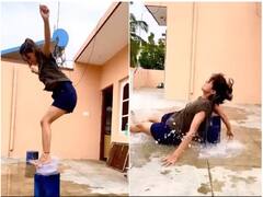 हवा में स्टंट करना लड़की को पड़ा भारी, एक सेकेंड में हो गया बुरा हाल