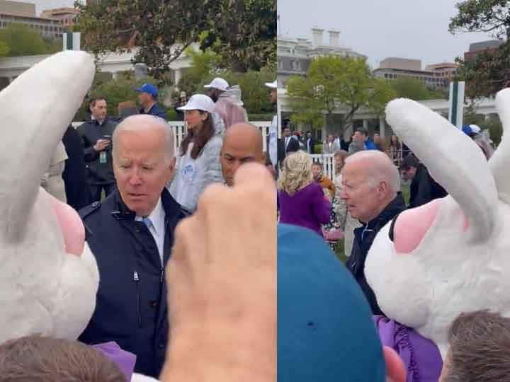 Viral Video Joe Biden was discussing Afghanistan and Pakistan, only then comes Easter Bunny and then Viral Video: जो बाइडेन कर रहे थे अफगानिस्तान और पाकिस्तान पर चर्चा तभी वहां आ जाता है ईस्टर बनी और फिर...