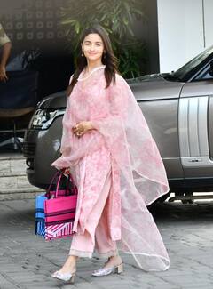 Alia Bhatt: হাতে মেহেন্দি, সাদা গোলাপি পোশাক, কপালে টিপ, বিমানবন্দরে নজরকাড়া আলিয়া
