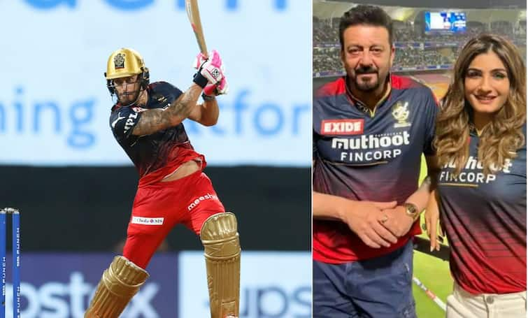 LSG Vs RCB Faf Du Plessis Hit Six Sanjay Dutt Jumped With Joy Raveena Gave Such Reaction, Watch Video LSG vs RCB: ડુપ્લેસિસે ફટકારેલી સિક્સર પર સંજય દત્ત અને રવિના ટંડને આપી આવી પ્રતિક્રિયા, જુઓ વીડિયો