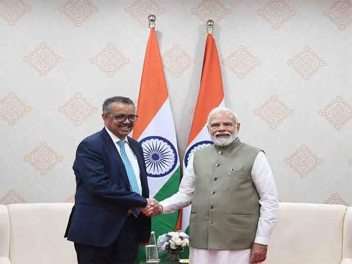 PM Modi named WHO Chief Tedros in Gujarati says from today his name is 'Tulsi Bhai' Video: पीएम मोदी ने मजाक में WHO चीफ टेड्रोस का नाम रखा 'तुलसी भाई', कहा- अब ये पक्के गुजराती