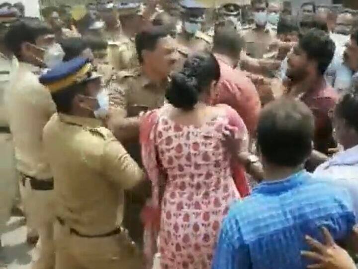 Kerala Thiruvananthapuram Clash Erupts Between Protesting Congress Leaders, Police SilverLine Project - Watch Kerala: Clash Erupts Between Protesting Congress Leaders, Police Over SilverLine Project - Watch