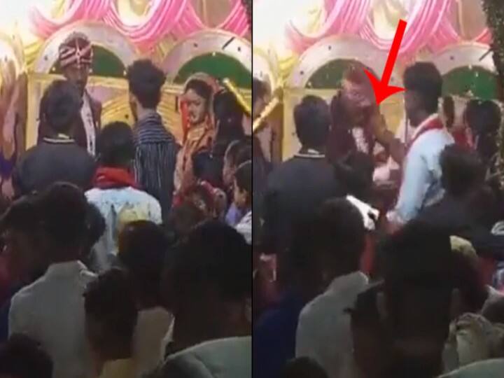 Bride showered slaps on groom on stage see viral video जयमाला के दौरान दुल्हन ने दूल्हे पर जमकर बरसाए थप्पड़, वजह जानकर चौंक जाएंगे आप