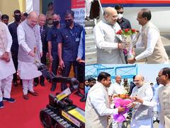 In Pics: भोपाल पहुंचे केंद्रीय गृहमंत्री Amit Shah का हुआ भव्य स्वागत, देखें तस्वीरें