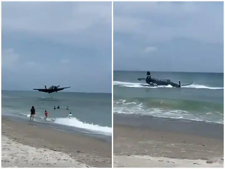 Plane suddenly fell into the sea from the sky, the hair will stand on end watching the video Watch : ਅਚਾਨਕ ਅਸਮਾਨ ਤੋਂ ਸਮੁੰਦਰ 'ਚ ਡਿੱਗਿਆ ਹਵਾਈ ਜਹਾਜ਼, ਵੀਡੀਓ ਦੇਖ ਖੜੇ ਹੋ ਜਾਣਗੇ ਰੌਂਗਟੇ