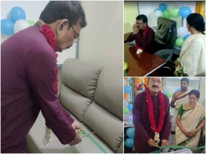 Nellore Udayagiri Mla Mekapati Chandrashekhar reddy unveils ysrcp office ribbon cutting to chairs Udayagiri Mla : కుర్చీలు, సోఫాలకు రిబ్బన్ కటింగ్ చేసిన ఎమ్మెల్యే, వైసీపీ అభివృద్ధి ఇదేనంటూ ప్రతిపక్షాల సెటైర్లు