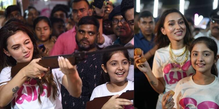 Mini movie cast Mimi Chakraborty, Ayanna Chatterjee, and director Mainak Bhaumik present at Mini Mela 'Mini' Update: কখনও ফুচকায় কামড়, কখনও কাঁধে বন্দুক, 'মিনি মেলায়' মাসি-বোনঝি জুটির দেদার হুল্লোড়