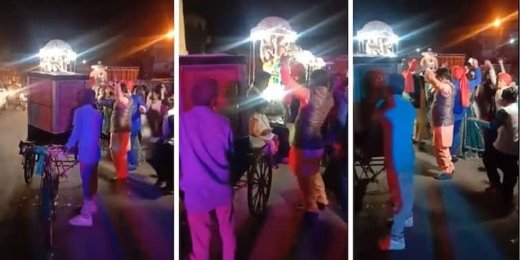 'Coolest' Groom Of Tikamgarh viral Video Of Baaratis Dancing In Front Of Air Cooler On Road Viral Video: হাঁসফাঁস গরম! বিয়ের আনন্দ অটুট রাখতে শোভাযাত্রায় কুলারের সামনে নাচ বরযাত্রীর