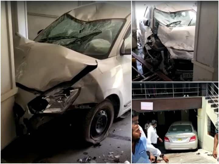Hyderabad Madhapur drunken car driver dashed bike went apartment cellar Madhapur Accident : మాదాపూర్ లో కారు బీభత్సం- మద్యం మత్తులో డ్రైవర్, బైక్ ను ఢీకొట్టి సెల్లార్ లోకి దూసుకెళ్లిన కారు