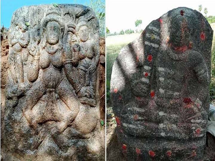 Discovery of Pallava period Muthadevi and Lakulisar sculptures near Villupuram விழுப்புரம் அருகே பல்லவர் கால மூத்ததேவி மற்றும் லகுலீசர் சிற்பங்கள் கண்டுபிடிப்பு `