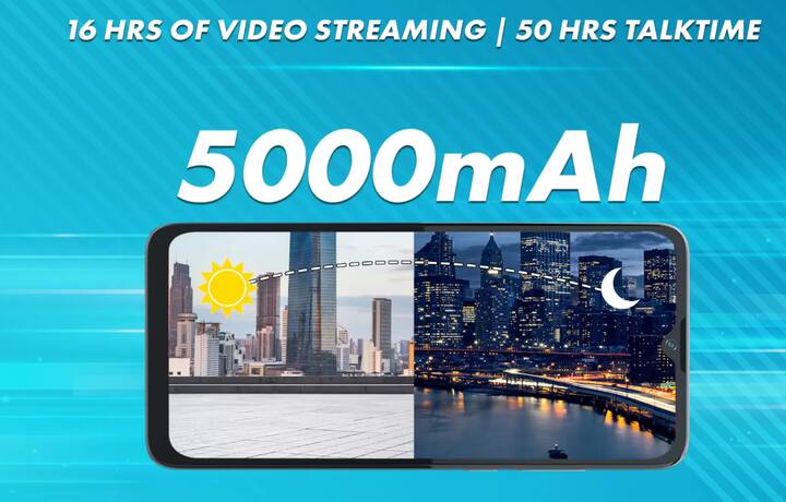 फोन को पावर देने के लिए इसमें 5000mAh की बैटरी दी गई है. कंपनी का दावा है कि इसे एक बार फुल चार्ज करके इस पर 16 घंटे तक वीडियो देखे जा सकता है. वहीं 50 घंटे तक बात की जा सकती है.