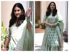 Sara Ali Khan Photos: ग्रीन शरारा सूट पहने सिंपल लुक में भी बला की खूबसूरत लगीं सारा अली खान
