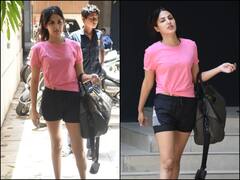 पिंक टीशर्ट और ब्लैक शॉर्ट्स में स्पॉट हुईं रिया चक्रवर्ती, सिंपल अंदाज में तस्वीरें आईं सामने