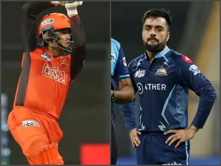 gt vs srh abhishek sharma hit three sixes on rashid khan fans said flower is not fire GT vs SRH : फ्लावर नही फायर...अभिषेक शर्माने राशिद खानला लावले तीन षटकार 