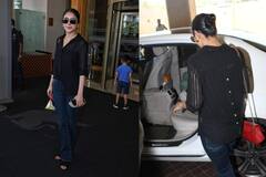 Photos: ऑल ब्लैक लुक में नज़र आईं शहनाज़ गिल, कैमरे के सामने बेहद जल्दी में दिखीं एक्ट्रेस