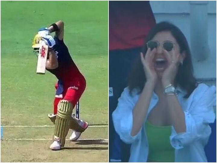 GT vs RCB: Anushka Sharma jumped with joy when virat Kohli hit six, such reaction on fifty GT vs RCB: कोहली ने जड़ा अर्धशतक तो खुशी से झूम उठीं वाइफ अनुष्का, छक्के पर दिया ऐसा रिएक्शन