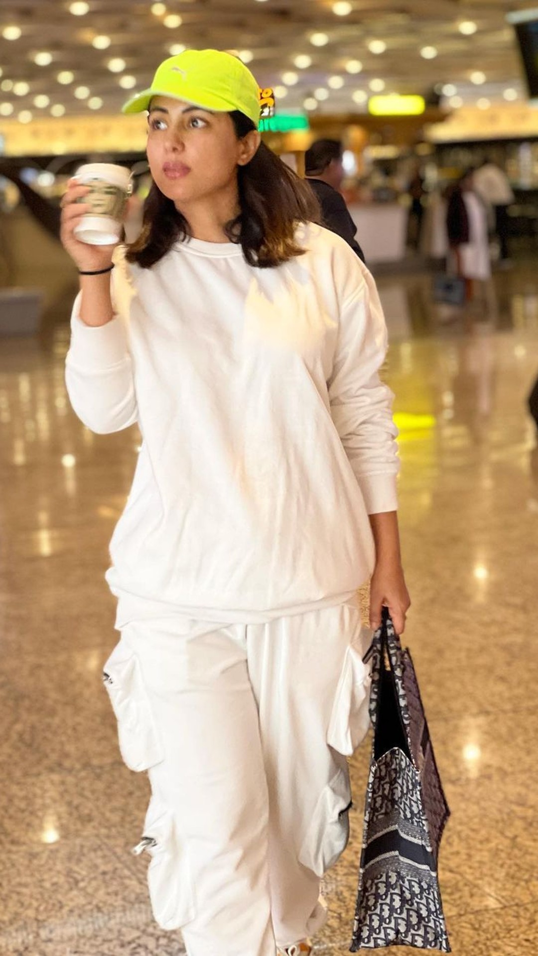 Hina Khan's Airport Fashion Is All About Pairing Her Denim Jumpsuit With a Louis  Vuitton Handbag and Stylish Reflectors (View Pics)