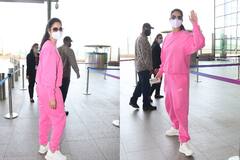 Katrina kaif Photos: गुलाबी जोड़े में बेहद खूबसूरत दिखीं कैटरीना कैफ, छा गया एक्ट्रेस का एयरपोर्ट लुक