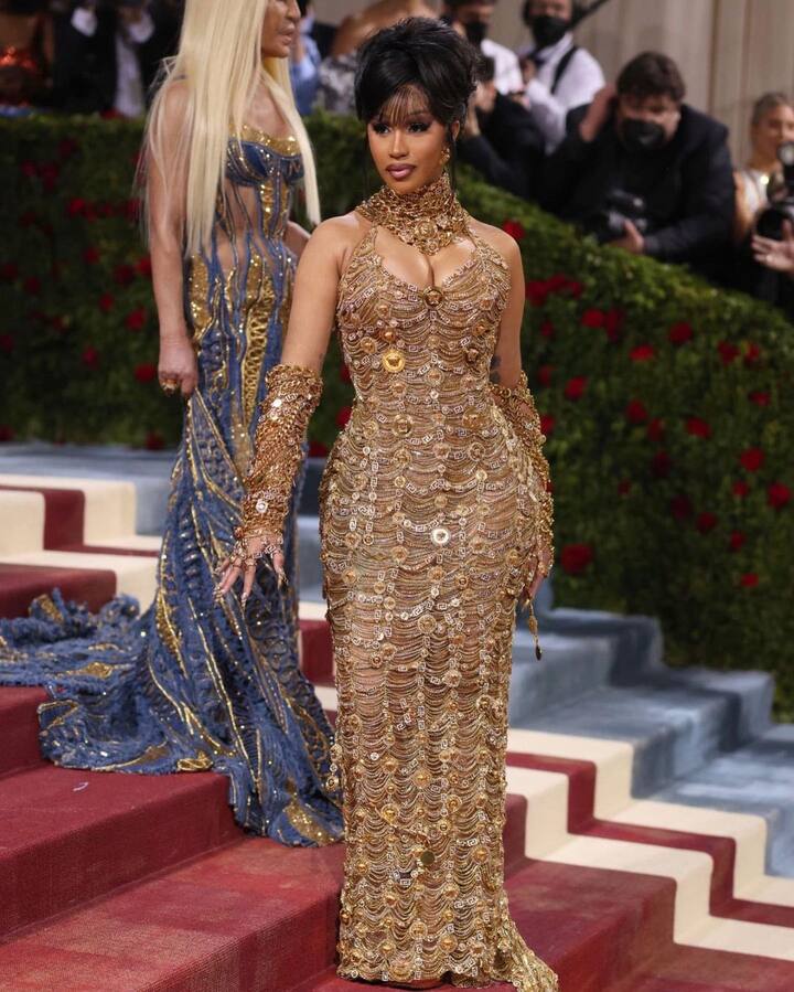 Cardi B was literally dripping in gold in her Versace gown. Fans loved her Met Gala 2022 look