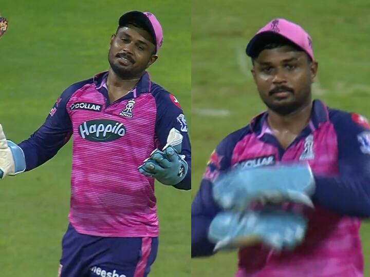 sanju samson taken drs to teach lesson to umpire who given wrong decisions kkr vs rr ipl match தொடர்ந்து வெறுப்பேற்றிய அம்பயர்.. பாடம் கற்பித்த சஞ்சு சாம்சன்.. வைரலாகும் காட்சிகள்!