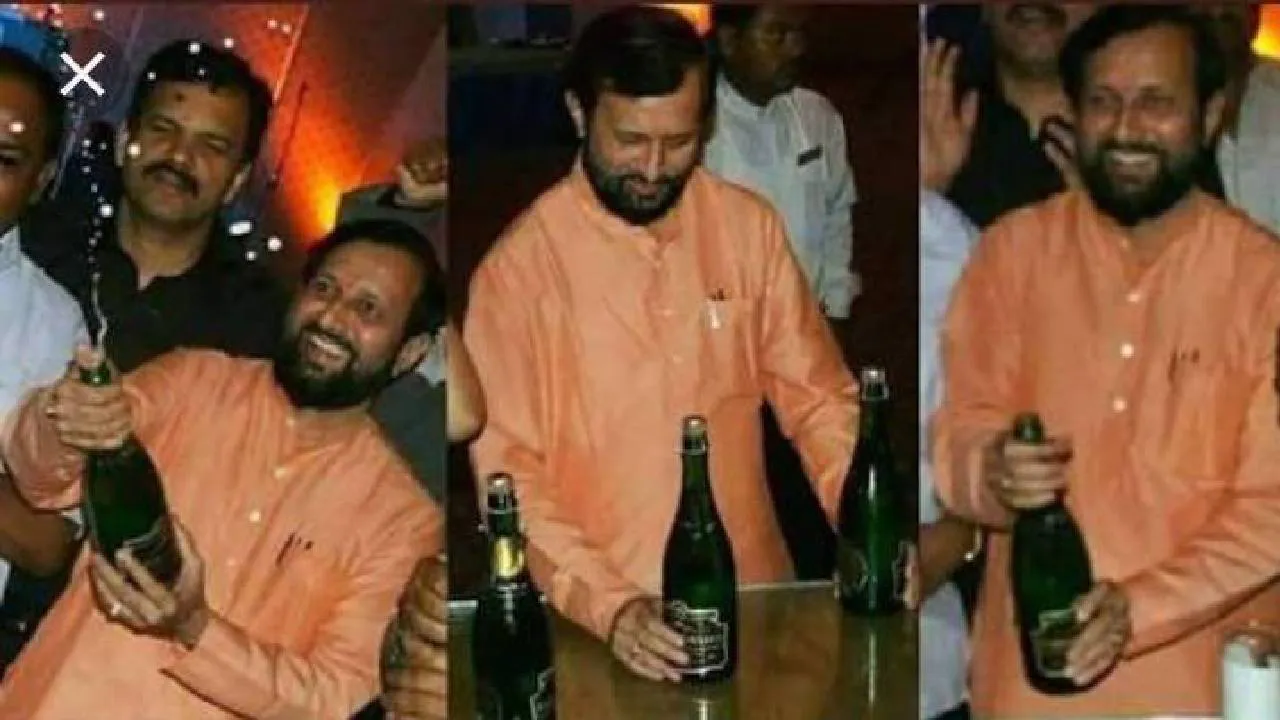 Congress counterattacked on Rahul’s pub video, shared Prakash Javadekar’s photo with champagne and asked, ‘Who is this? ਰਾਹੁਲ ਦੇ ਪੱਬ ਵਾਲੇ ਵੀਡੀਓ 'ਤੇ ਕਾਂਗਰਸ ਦਾ ਪਲਟਵਾਰ, ਪ੍ਰਕਾਸ਼ ਜਾਵੜੇਕਰ ਦੀ ਸ਼ੈਂਪੇਨ ਵਾਲੀ ਫੋਟੋ ਸ਼ੇਅਰ ਕਰਕੇ ਪੁੱਛਿਆ, ਕੌਣ ਹੈ ਇਹ?