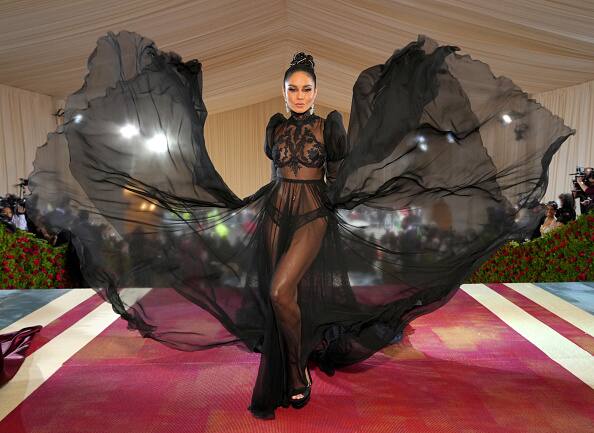 The former Disney star Vanessa Hudgens posed for dramatic photos in the incredible gown, which was completely sheer.