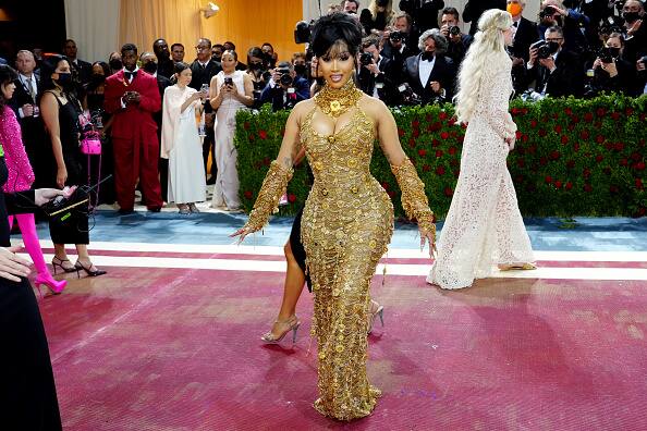 Cardi B stunned on the red carpet of the 2022 Met Gala wearing a custom creation by Versace.