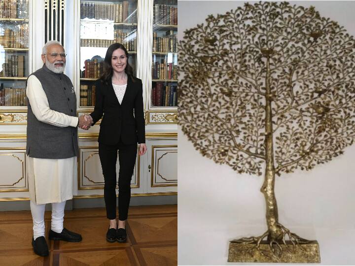 प्रधानमंत्री ने फिनलैंड की प्रधानमंत्री सना मारिन को राजस्थान की ओर से पीतल से बना पेड़ उपहार में दिया. जीवन का वृक्ष विकास का प्रतीक है. इसमें पेड़ की शाखाएं ऊपर की ओर बढ़ती और विकसित हुई दिखाई गई हैं.