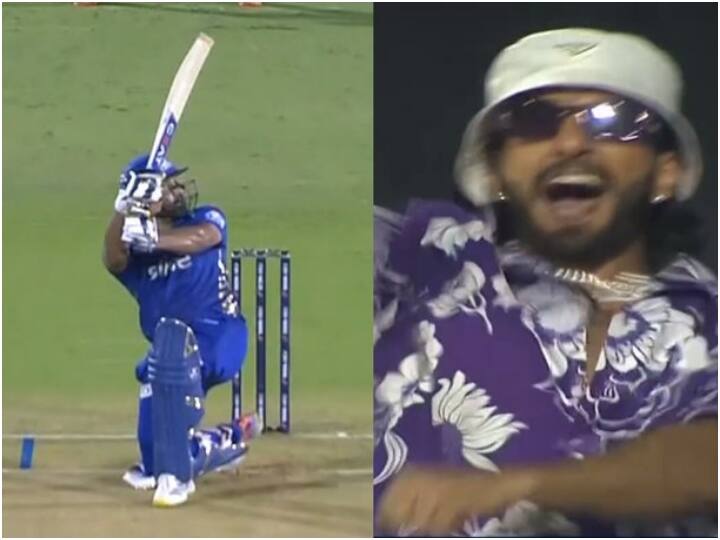 GT vs MI: Ranveer Singh jumps with joy on Rohit sharma sixes, arrives at Brabourne Stadium to cheer Mumbai GT vs MI: रोहित के छक्कों पर खुशी से झूम उठे रणवीर सिंह, मुंबई को चीयर करने पहुंचे हैं ब्रेबोर्न स्टेडियम