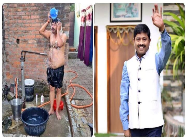 Uttar Pradesh Minister Nandhgopal Nandi Bathing Video At Supporter's Home In 