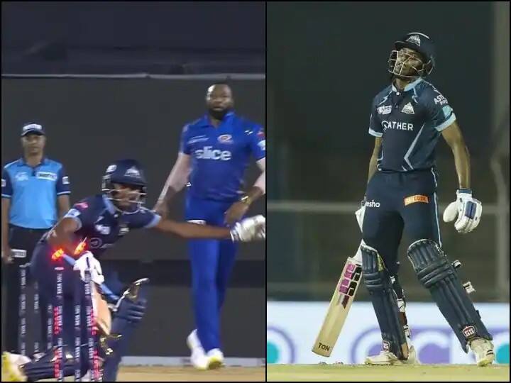 IPL 2022 : यंदाच्या हंगामात हिट विकेट होणारा साई सुदर्शन पहिला खेळाडू, याआधी किती जण झालेत हिट विकेट? GT vs MI sai sudarshan became first batsman to hit wicket in ipl 2022 know how many batsmen have been hit wickets in the history of ipl so far IPL 2022 Marathi News IPL 2022 : यंदाच्या हंगामात हिट विकेट होणारा साई सुदर्शन पहिला खेळाडू, याआधी किती जण झालेत हिट विकेट?