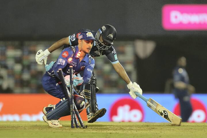 Debutant Gujarat Titans (16 points) hold the top spot in IPL 2022 Points Table and are just a game away from qualifying for Playoffs. Lucknow Super Giants (14 points) is in the second position. Both new teams have more than 12 points in the points table. (Pic Courtesy: PTI)