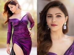 IN PICS: Rubina Dilaik Stunningly Poses In A Purple Slit Dress