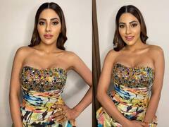 ऑफ शोल्डर ड्रेसमध्ये निक्की तांबोळीचा ग्लॅमरस अंदाज झाला कॅमेरात कैद; पाहा फोटो!