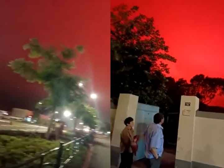 People scared to see 'red sky' in port city of China, know what is its secret? Video: चीन के शहर में ‘लाल रंग का आसमान’ देख लोगों को लगा डर, जानें इसका रहस्य?