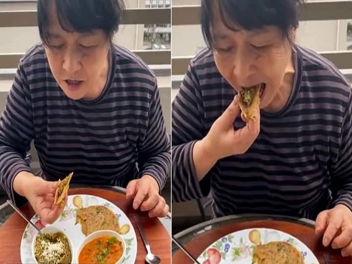 Hmm Yum Seems Healthy Japanese Woman Tries Palak Paneer For First Time Her Reaction Wins Internet viral video Indian food dish Vegetable Curry netizens 'Yum! Seems Healthy': Japanese Woman Tries Palak Paneer For First Time, Her Reaction Wins Internet | Watch