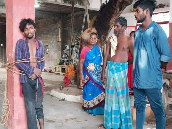 Vriddhachalam Villagers tied up Valiparai temple who tried to break into a house கூட்டம் கூட்டமாய் வரும் வெளிமாநில கொள்ளையர்கள்... கட்டி வைத்த மக்கள்... விருத்தாசலத்தில் பீதி!