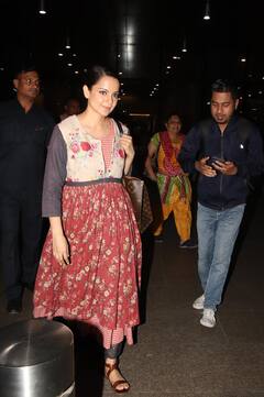 Photos: मुंबई एयरपोर्ट पर स्पॉट हुईं Kangana Ranaut, विंटेज लुक ने बनाया दर्शकों को अपना दीवाना