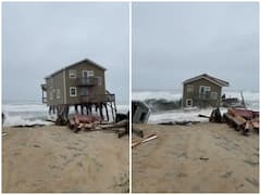 Watch: देखते ही देखते समुद्र में जा समाया खाली पड़ा बीच हाउस, हैरान कर देगा वीडियो