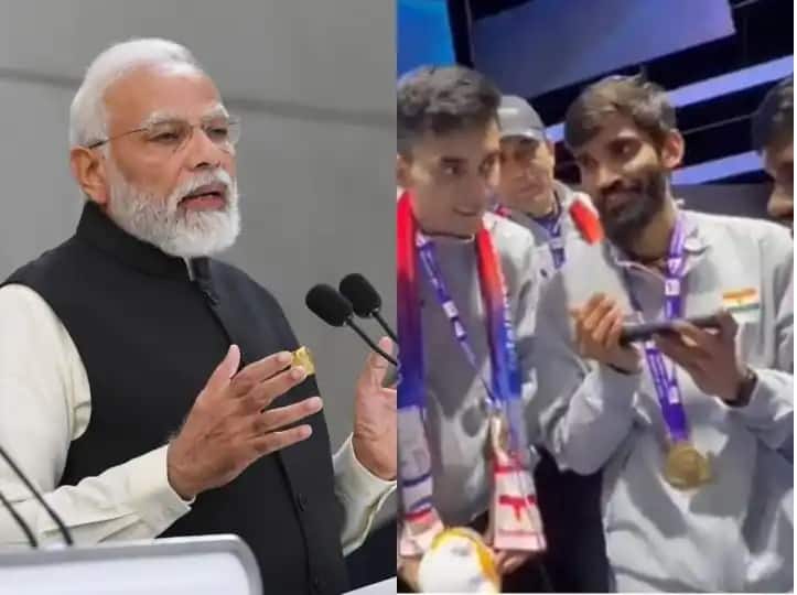 PM Modi Spoke On Phone To Indian Badminton Team Won Thomas Cup Said Glad That You Did Not Lose Single Match થોમસ કપ જીતનાર બેડમિંટન ટીમના ખેલાડીઓ સાથે PM મોદીએ ફોન પર વાતચીત કરી, વીડિયોમાં જુઓ શું કહ્યું