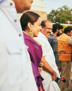 Kangana Visits Tirupati Bala Ji: 'धाकड़' रिलीज से पहले तिरुपति बालाजी दर्शन के लिए पहुंचीं कंगना, साड़ी में दिखा खूबसूरत लुक