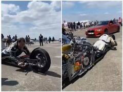 Viral Video : रस्त्यावर चक्क झोपून बाइक चालवताना 'तो' दिसला, व्हिडिओ पाहून नेटकरी आश्चर्यचकित!