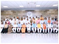 PM Modi Holds Meeting With UP BJP Leaders At CM Adityanath's Residence In Lucknow