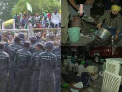 In Pics: पंजाब सरकार के खिलाफ चंडीगढ़-मोहाली बॉर्डर पर धरने पर बैठे किसान, गैस सिलेंडर-कूलर साथ लाए