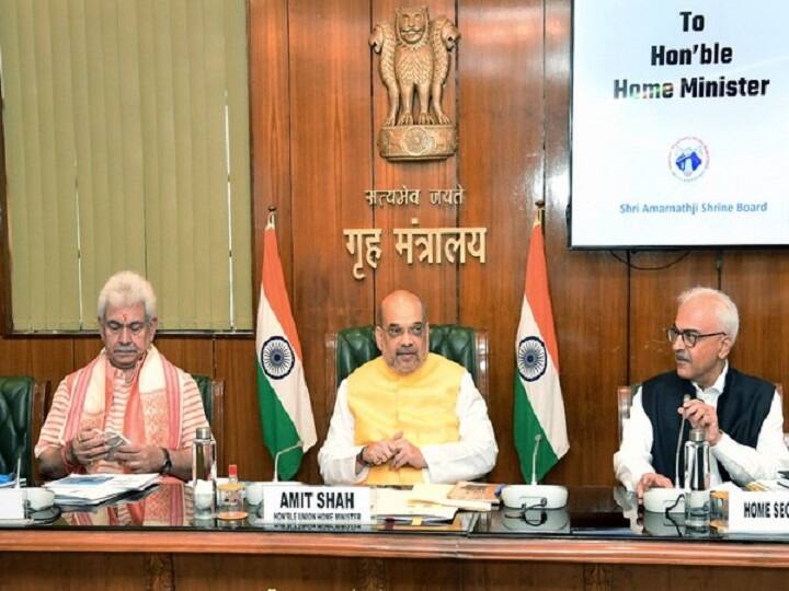 Amit Shah High-Level Meeting Amarnath Yatra Coronavirus Radio Frequency Identification RFID home minister Rahul Bhat death Article 370 Jammu Kashmir Amit Shah Reviews J&K Security Ahead Of Amarnath Yatra, RFID To Be Given To Pilgrims